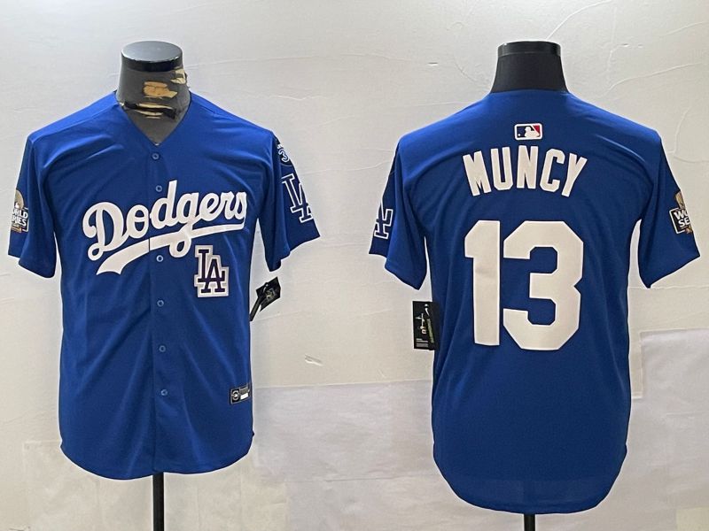 Men Los Angeles Dodgers 13 Muncy Blue Game 2024 Nike MLB Jersey style 11203